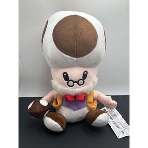 Super Mario Bros Toadsworth Plush Toy Elderly Toad Plushie Soft Stuffed Doll 9''